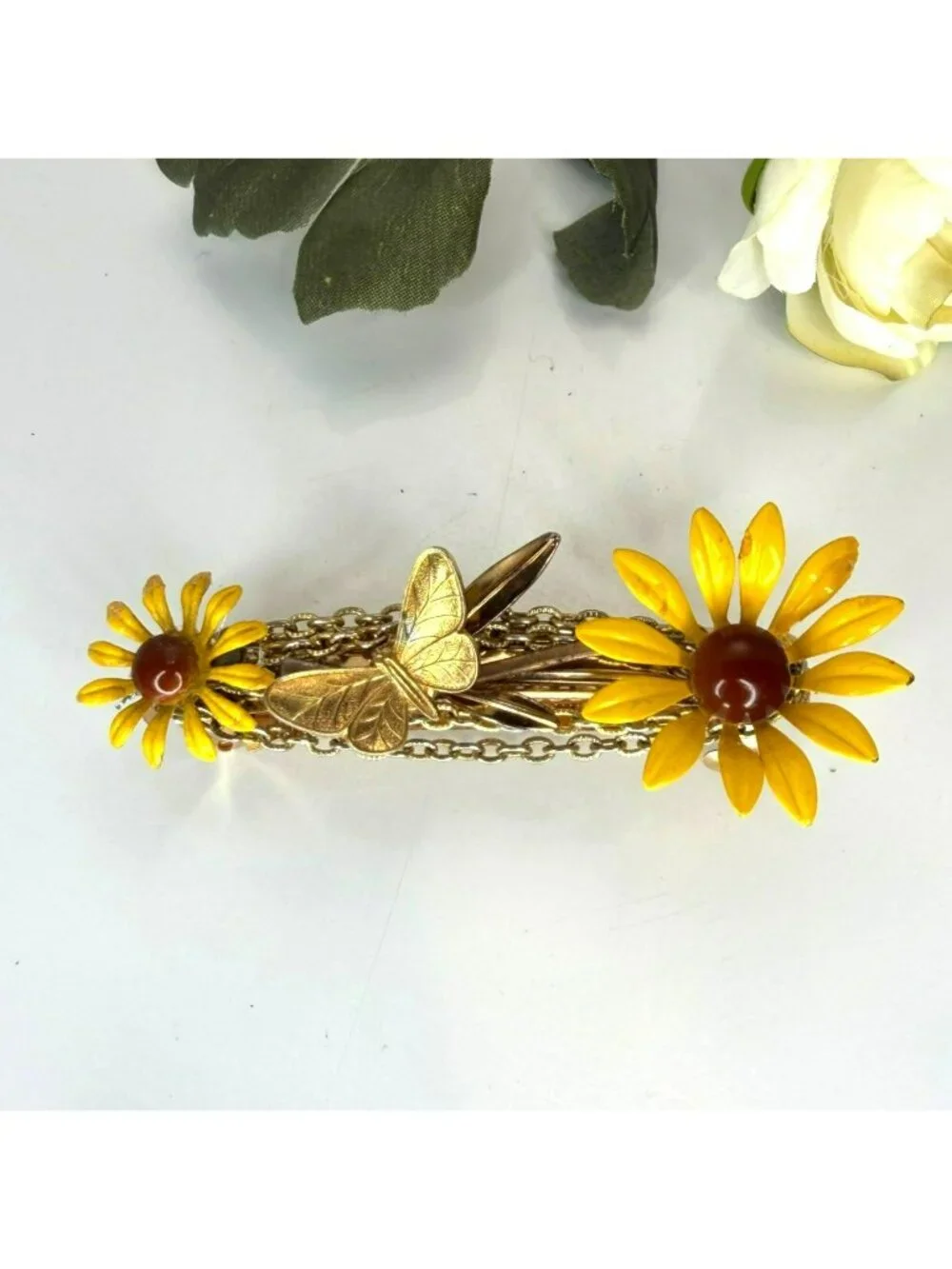 Daisy Butterfly Barrette | One of a Kind Floral Hair Clip